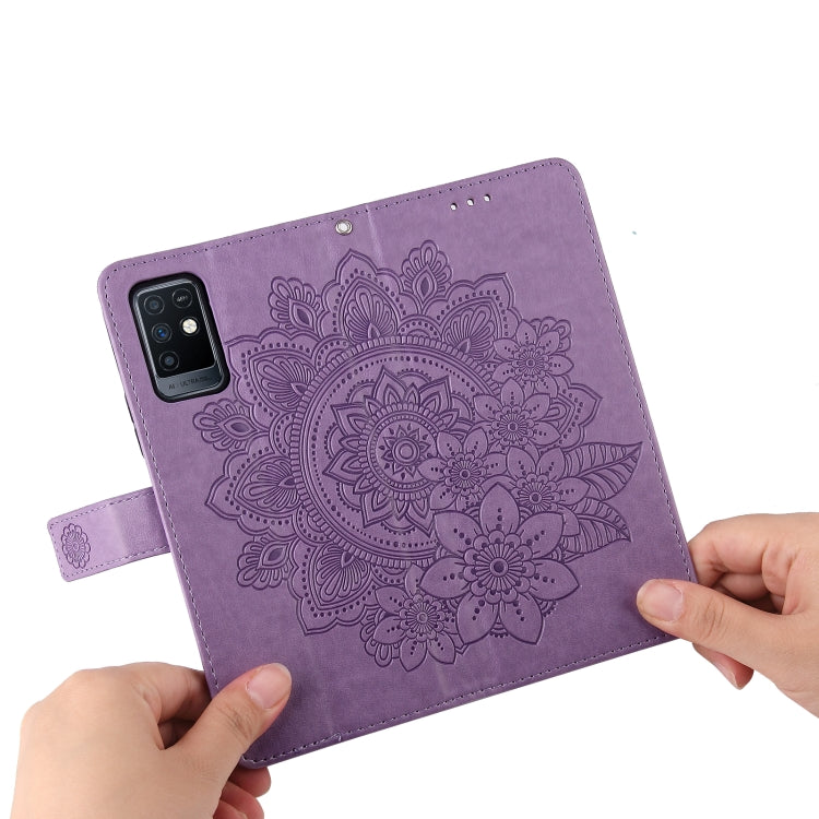 For Infinix Note 10 7-petal Flowers Embossing Pattern Horizontal Flip PU Leather Case with Holder & Card Slots & Wallet & Photo Frame