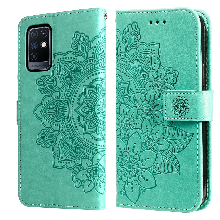 For Infinix Note 10 7-petal Flowers Embossing Pattern Horizontal Flip PU Leather Case with Holder & Card Slots & Wallet & Photo Frame