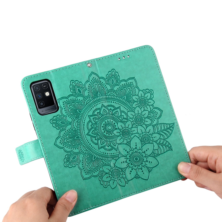For Infinix Note 10 7-petal Flowers Embossing Pattern Horizontal Flip PU Leather Case with Holder & Card Slots & Wallet & Photo Frame
