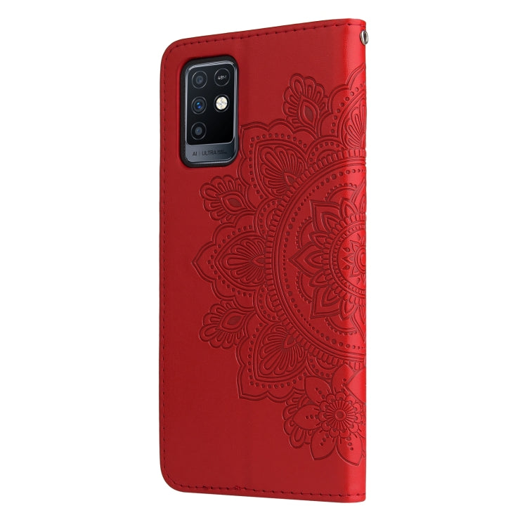 For Infinix Note 10 7-petal Flowers Embossing Pattern Horizontal Flip PU Leather Case with Holder & Card Slots & Wallet & Photo Frame
