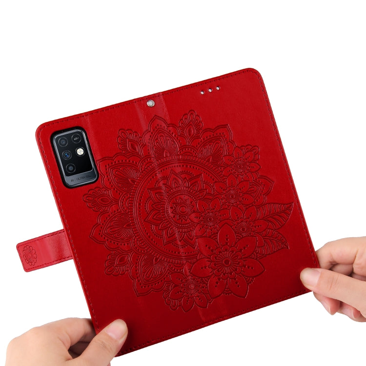 For Infinix Note 10 7-petal Flowers Embossing Pattern Horizontal Flip PU Leather Case with Holder & Card Slots & Wallet & Photo Frame