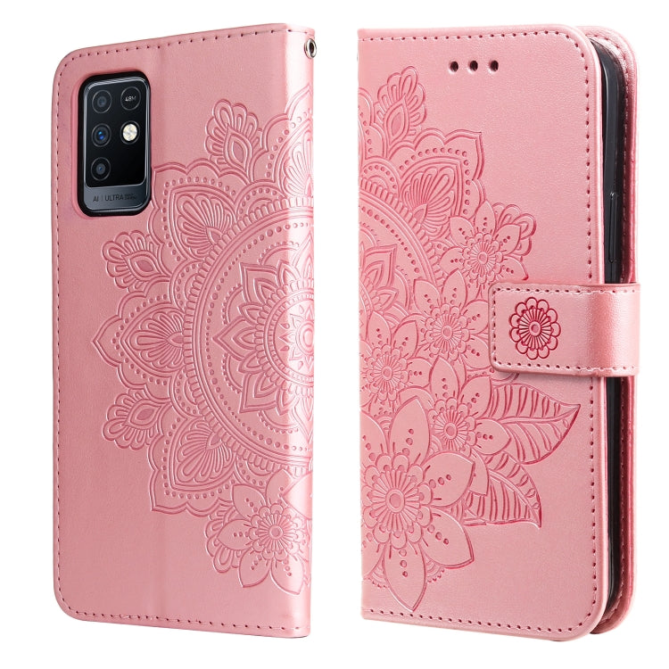 For Infinix Note 10 7-petal Flowers Embossing Pattern Horizontal Flip PU Leather Case with Holder & Card Slots & Wallet & Photo Frame