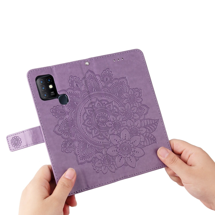 For Infinix Hot 10 7-petal Flowers Embossing Pattern Horizontal Flip PU Leather Case with Holder & Card Slots & Wallet & Photo Frame