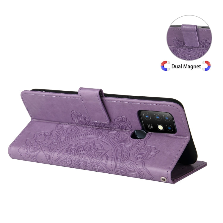For Infinix Hot 10 7-petal Flowers Embossing Pattern Horizontal Flip PU Leather Case with Holder & Card Slots & Wallet & Photo Frame