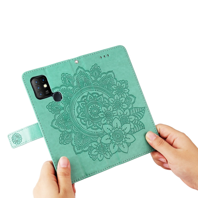 For Infinix Hot 10 7-petal Flowers Embossing Pattern Horizontal Flip PU Leather Case with Holder & Card Slots & Wallet & Photo Frame