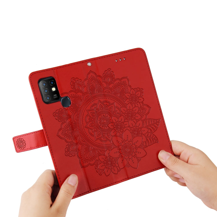 For Infinix Hot 10 7-petal Flowers Embossing Pattern Horizontal Flip PU Leather Case with Holder & Card Slots & Wallet & Photo Frame