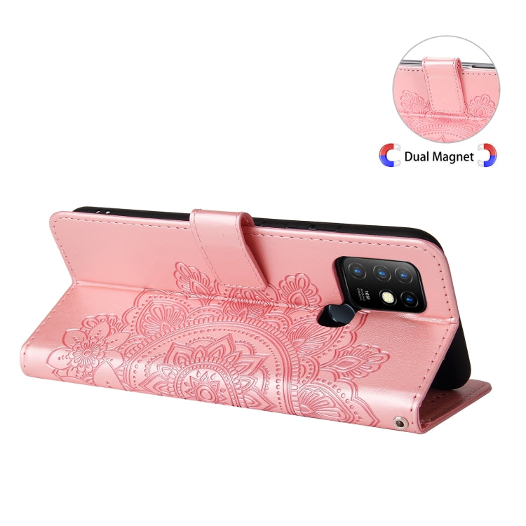 For Infinix Hot 10 7-petal Flowers Embossing Pattern Horizontal Flip PU Leather Case with Holder & Card Slots & Wallet & Photo Frame