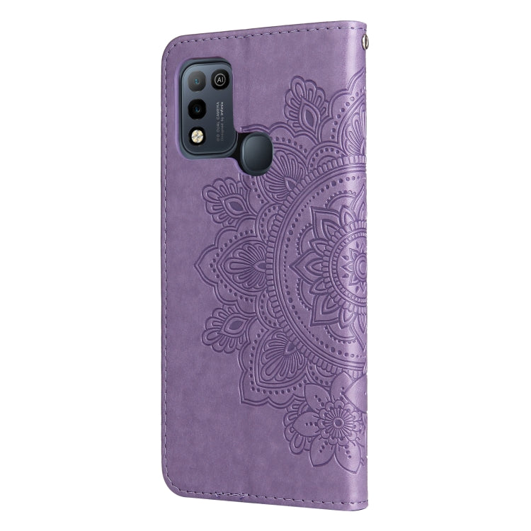 For Infinix Hot 10 Play 7-petal Flowers Embossing Pattern Horizontal Flip PU Leather Case with Holder & Card Slots & Wallet & Photo Frame