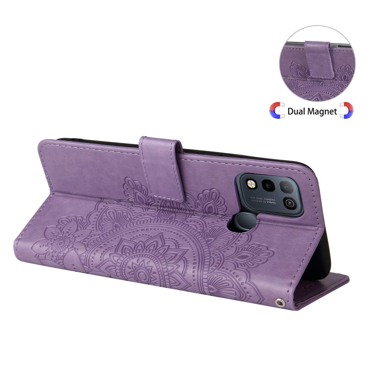 For Infinix Hot 10 Play 7-petal Flowers Embossing Pattern Horizontal Flip PU Leather Case with Holder & Card Slots & Wallet & Photo Frame