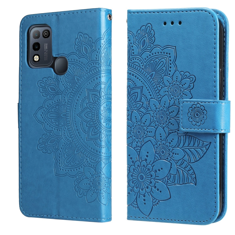 For Infinix Hot 10 Play 7-petal Flowers Embossing Pattern Horizontal Flip PU Leather Case with Holder & Card Slots & Wallet & Photo Frame