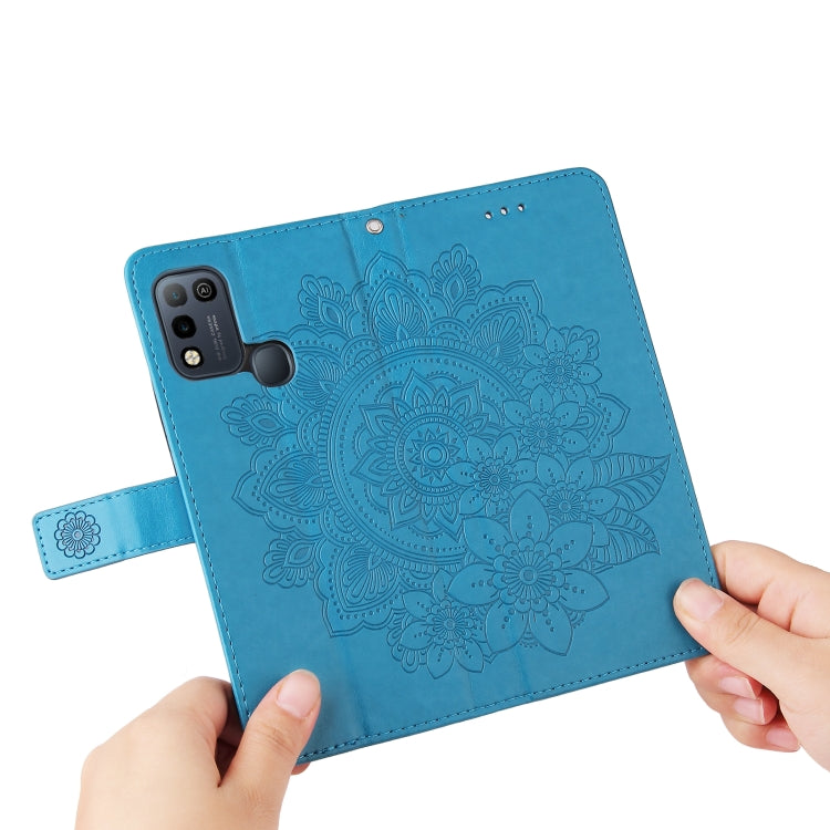 For Infinix Hot 10 Play 7-petal Flowers Embossing Pattern Horizontal Flip PU Leather Case with Holder & Card Slots & Wallet & Photo Frame