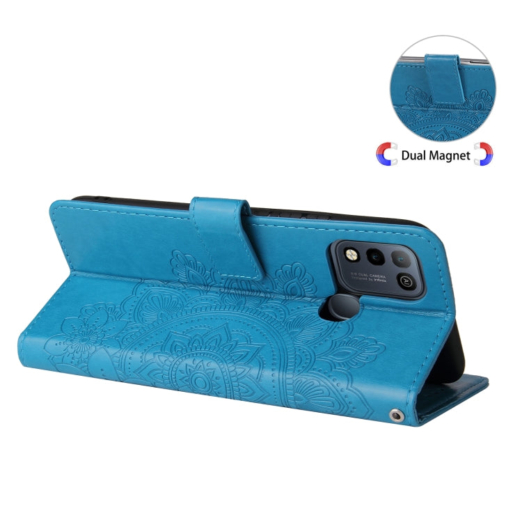 For Infinix Hot 10 Play 7-petal Flowers Embossing Pattern Horizontal Flip PU Leather Case with Holder & Card Slots & Wallet & Photo Frame