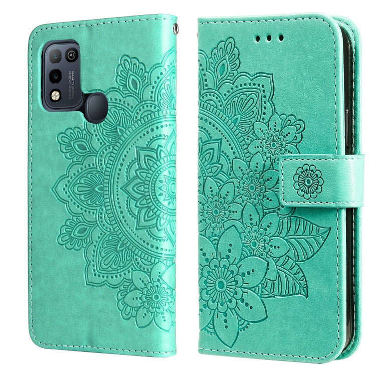 For Infinix Hot 10 Play 7-petal Flowers Embossing Pattern Horizontal Flip PU Leather Case with Holder & Card Slots & Wallet & Photo Frame
