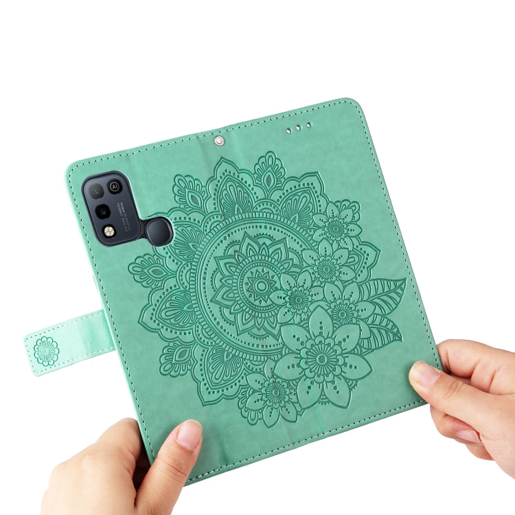 For Infinix Hot 10 Play 7-petal Flowers Embossing Pattern Horizontal Flip PU Leather Case with Holder & Card Slots & Wallet & Photo Frame
