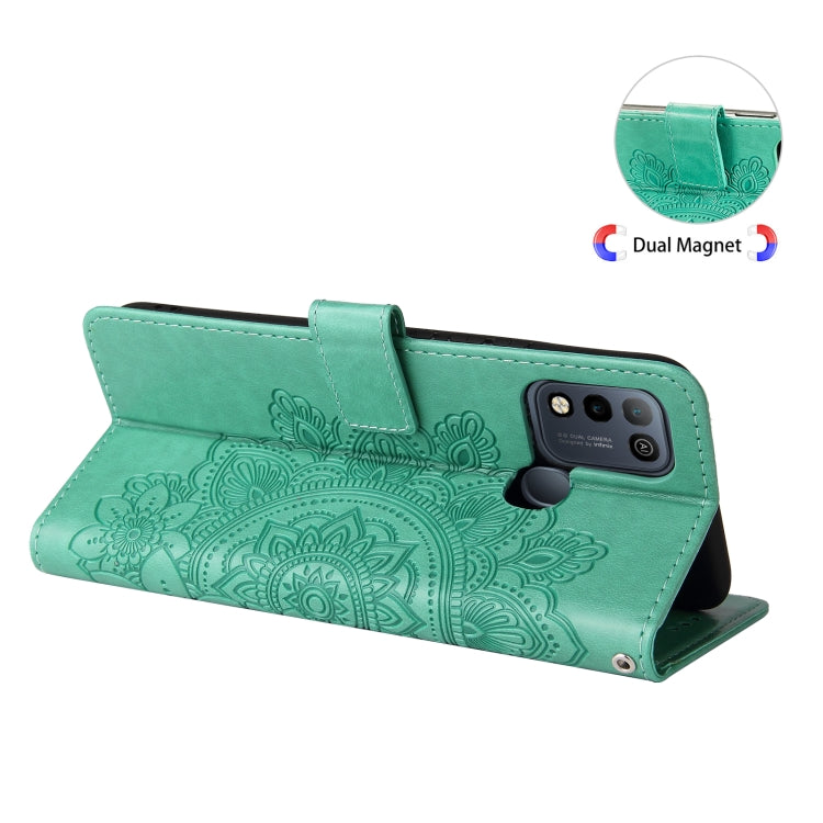 For Infinix Hot 10 Play 7-petal Flowers Embossing Pattern Horizontal Flip PU Leather Case with Holder & Card Slots & Wallet & Photo Frame