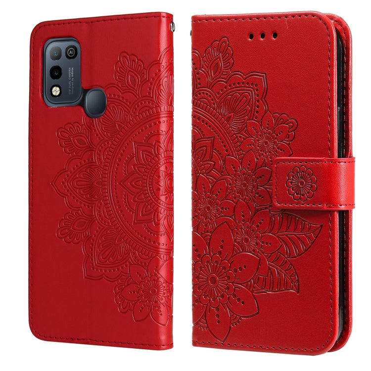 For Infinix Hot 10 Play 7-petal Flowers Embossing Pattern Horizontal Flip PU Leather Case with Holder & Card Slots & Wallet & Photo Frame
