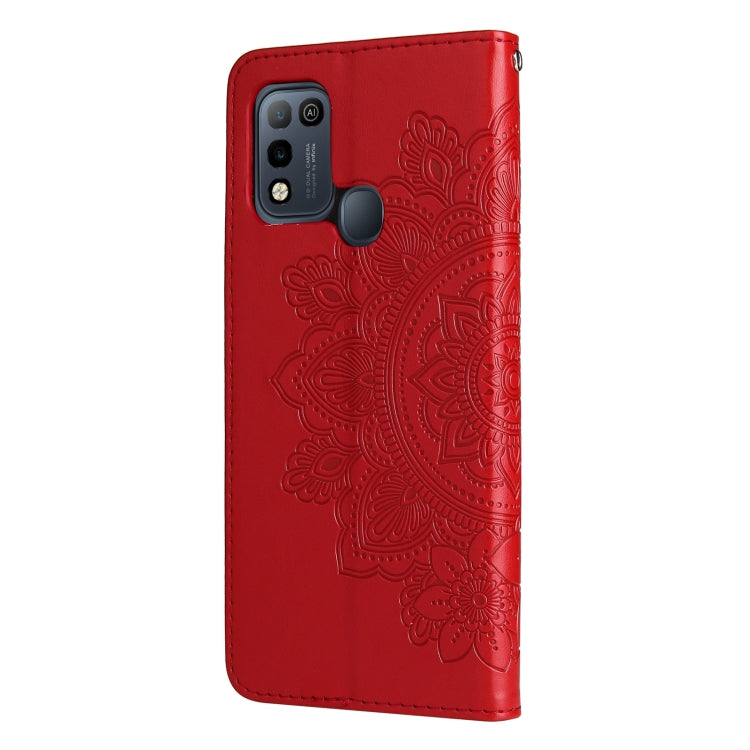 For Infinix Hot 10 Play 7-petal Flowers Embossing Pattern Horizontal Flip PU Leather Case with Holder & Card Slots & Wallet & Photo Frame