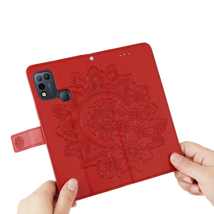 For Infinix Hot 10 Play 7-petal Flowers Embossing Pattern Horizontal Flip PU Leather Case with Holder & Card Slots & Wallet & Photo Frame