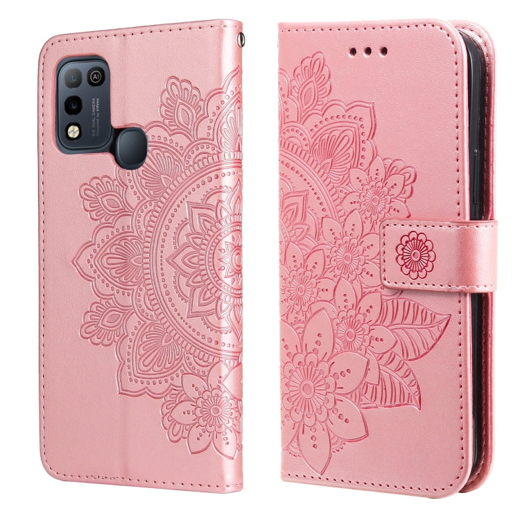 For Infinix Hot 10 Play 7-petal Flowers Embossing Pattern Horizontal Flip PU Leather Case with Holder & Card Slots & Wallet & Photo Frame
