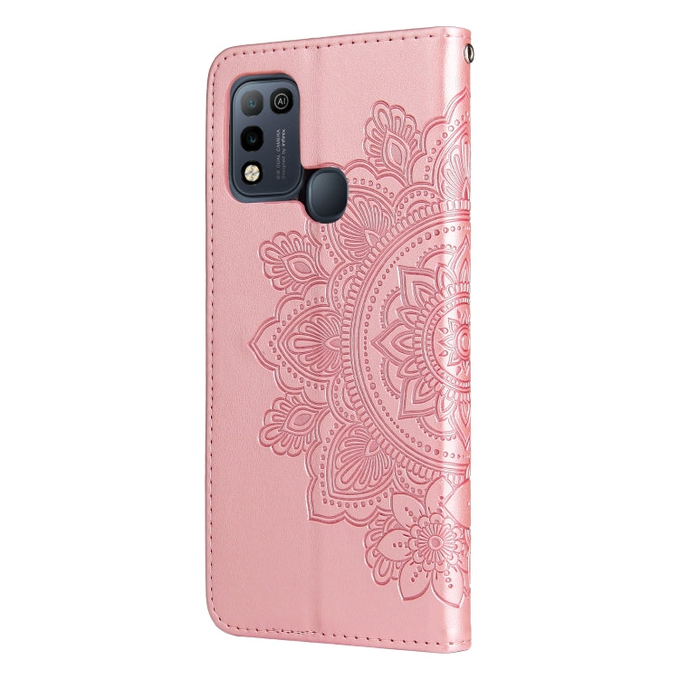 For Infinix Hot 10 Play 7-petal Flowers Embossing Pattern Horizontal Flip PU Leather Case with Holder & Card Slots & Wallet & Photo Frame