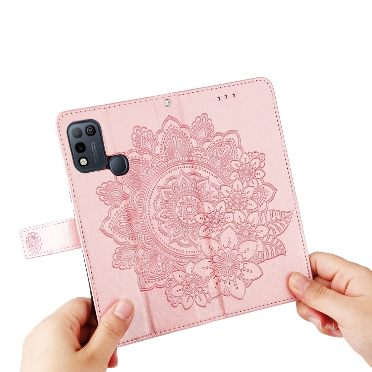 For Infinix Hot 10 Play 7-petal Flowers Embossing Pattern Horizontal Flip PU Leather Case with Holder & Card Slots & Wallet & Photo Frame