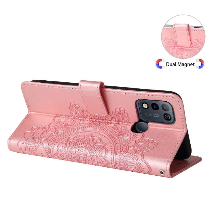 For Infinix Hot 10 Play 7-petal Flowers Embossing Pattern Horizontal Flip PU Leather Case with Holder & Card Slots & Wallet & Photo Frame