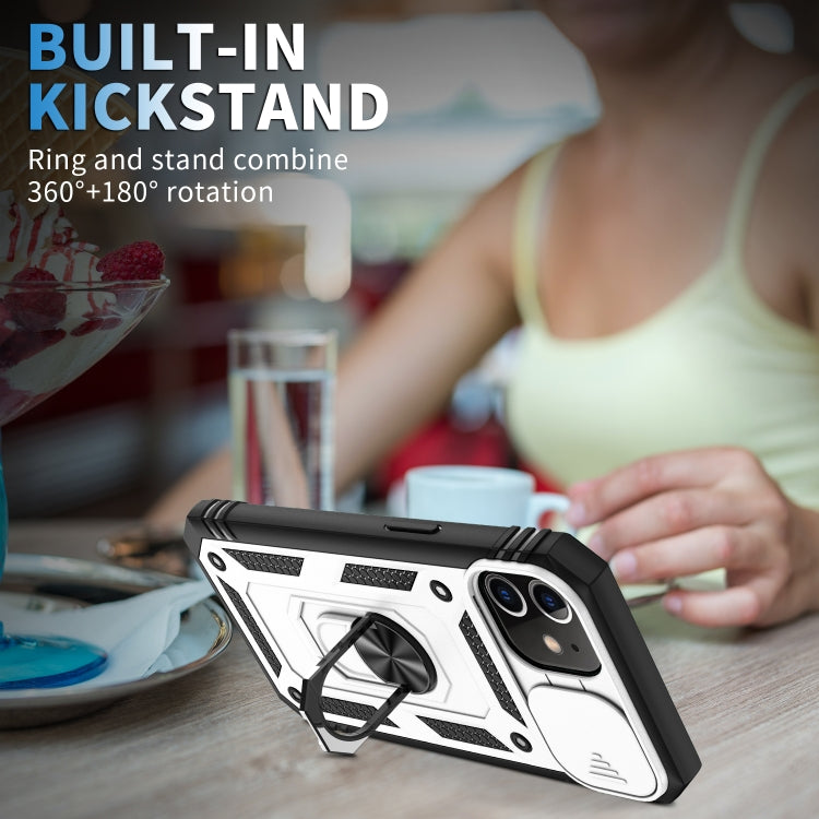 For iPhone 12 mini Sliding Camera Cover Design TPU + PC Protective Case with 360 Degree Rotating Holder & Card Slot