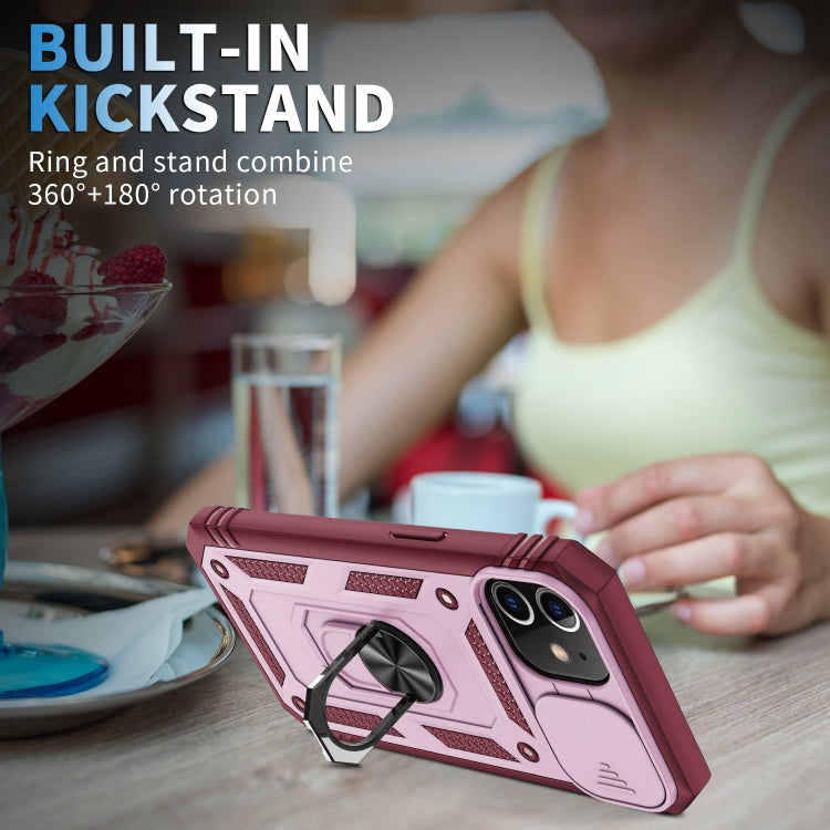 For iPhone 12 mini Sliding Camera Cover Design TPU + PC Protective Case with 360 Degree Rotating Holder & Card Slot