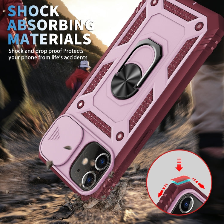 For iPhone 12 mini Sliding Camera Cover Design TPU + PC Protective Case with 360 Degree Rotating Holder & Card Slot
