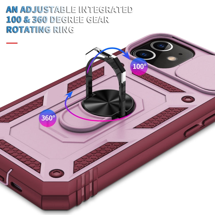 For iPhone 12 mini Sliding Camera Cover Design TPU + PC Protective Case with 360 Degree Rotating Holder & Card Slot