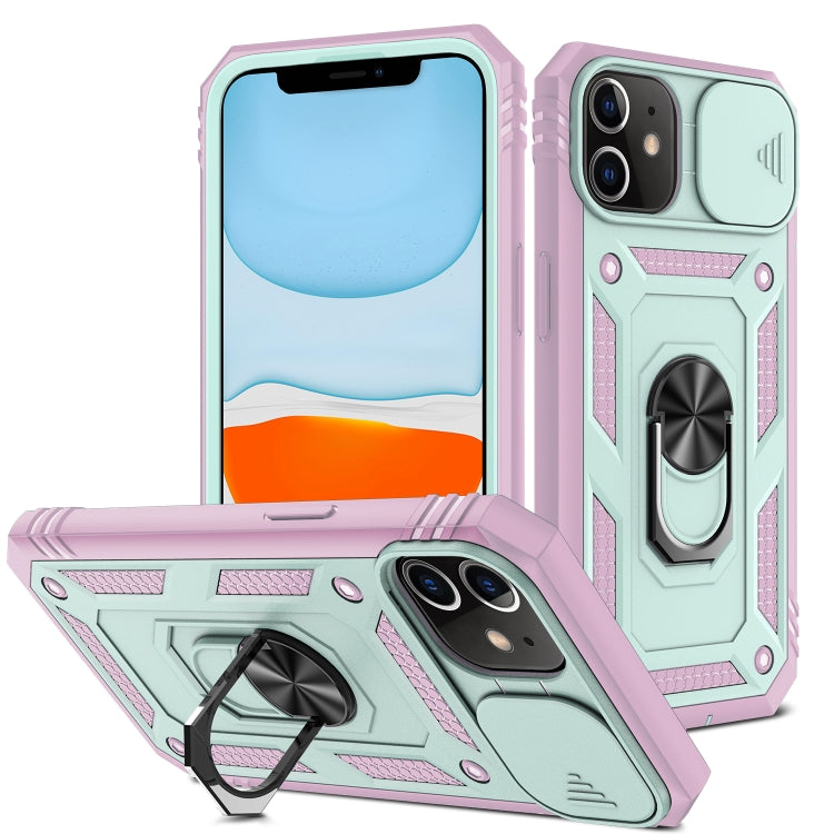 For iPhone 12 mini Sliding Camera Cover Design TPU + PC Protective Case with 360 Degree Rotating Holder & Card Slot