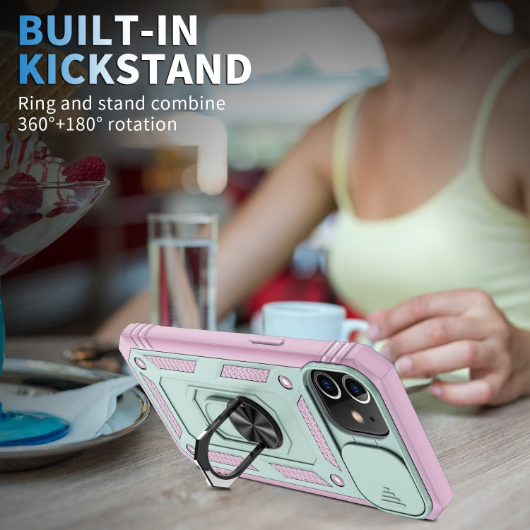 For iPhone 12 mini Sliding Camera Cover Design TPU + PC Protective Case with 360 Degree Rotating Holder & Card Slot