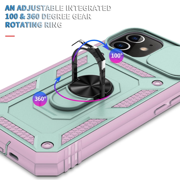 For iPhone 12 mini Sliding Camera Cover Design TPU + PC Protective Case with 360 Degree Rotating Holder & Card Slot