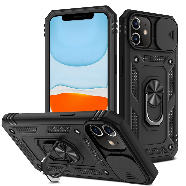 For iPhone 12 mini Sliding Camera Cover Design TPU + PC Protective Case with 360 Degree Rotating Holder & Card Slot