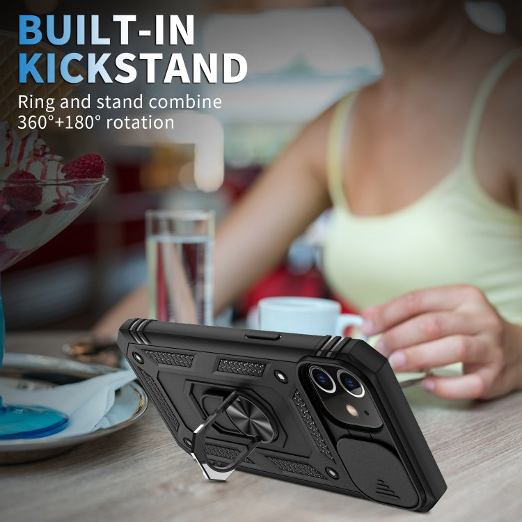 For iPhone 12 mini Sliding Camera Cover Design TPU + PC Protective Case with 360 Degree Rotating Holder & Card Slot