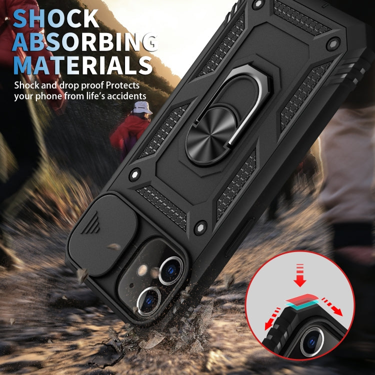 For iPhone 12 mini Sliding Camera Cover Design TPU + PC Protective Case with 360 Degree Rotating Holder & Card Slot