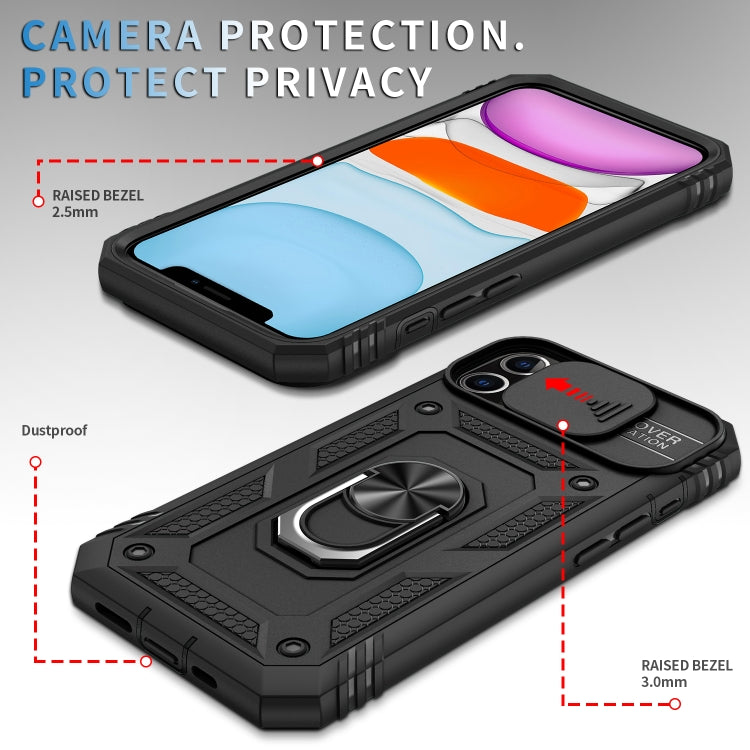 For iPhone 12 mini Sliding Camera Cover Design TPU + PC Protective Case with 360 Degree Rotating Holder & Card Slot