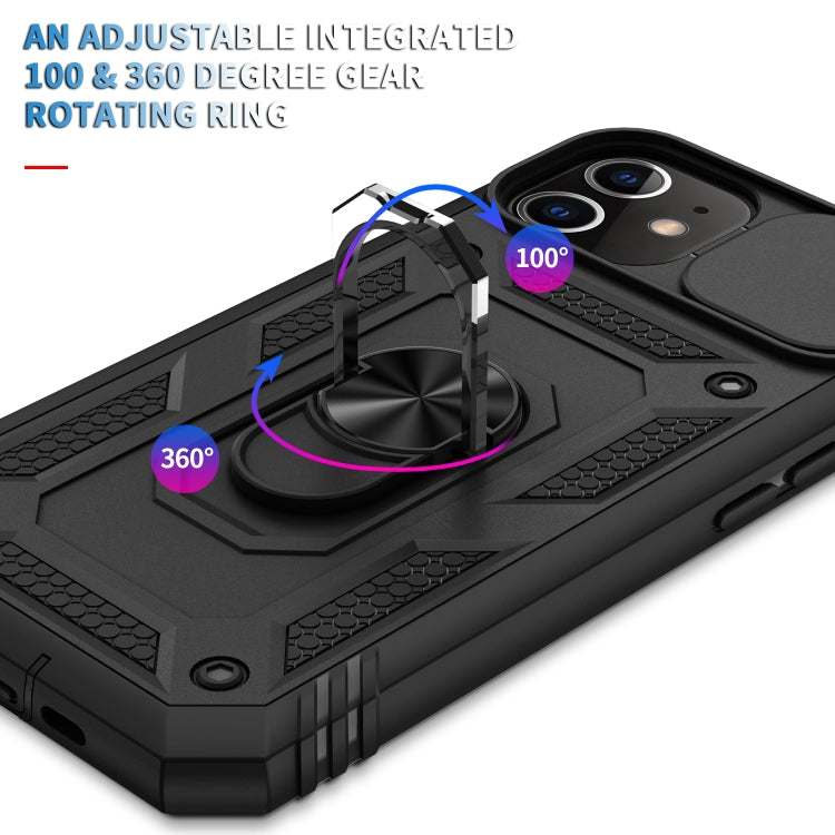 For iPhone 12 mini Sliding Camera Cover Design TPU + PC Protective Case with 360 Degree Rotating Holder & Card Slot