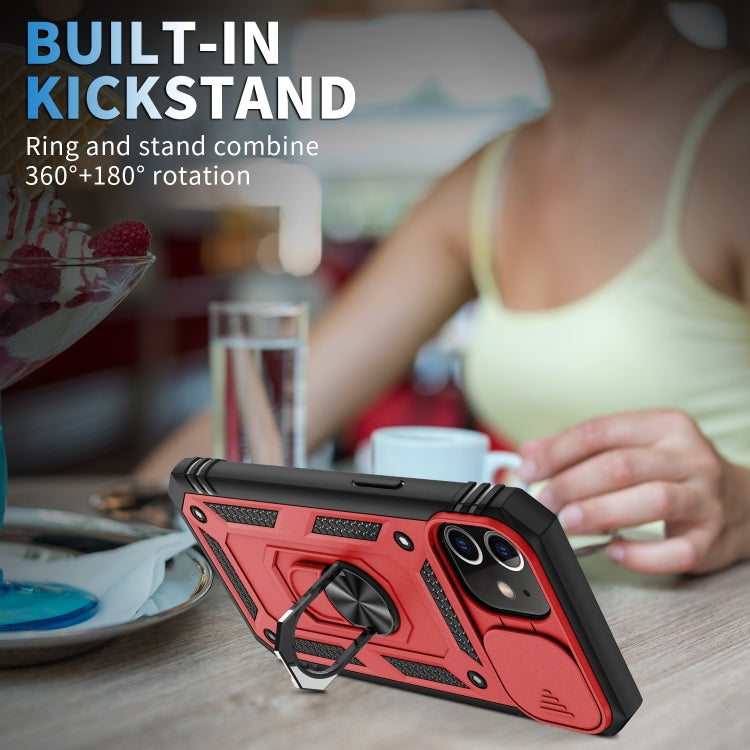 For iPhone 12 mini Sliding Camera Cover Design TPU + PC Protective Case with 360 Degree Rotating Holder & Card Slot