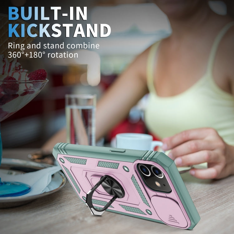 For iPhone 12 mini Sliding Camera Cover Design TPU + PC Protective Case with 360 Degree Rotating Holder & Card Slot