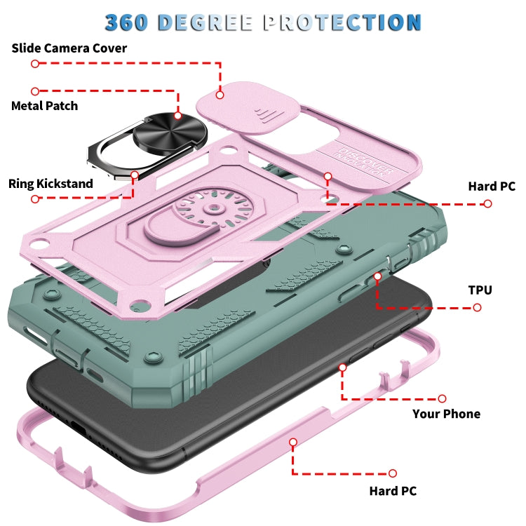 For iPhone 12 mini Sliding Camera Cover Design TPU + PC Protective Case with 360 Degree Rotating Holder & Card Slot
