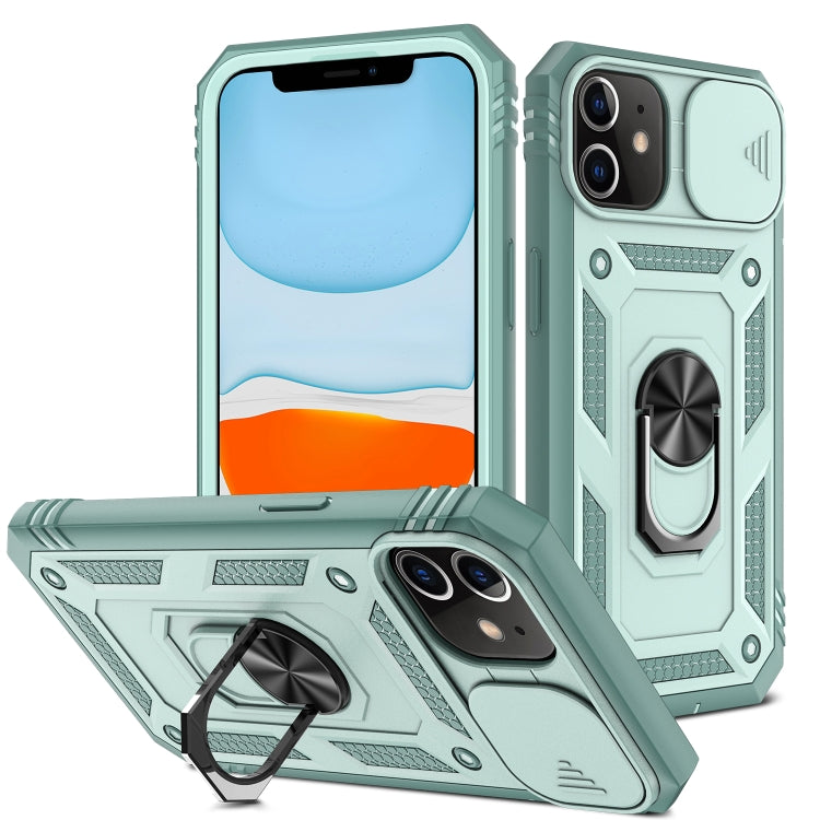 For iPhone 12 mini Sliding Camera Cover Design TPU + PC Protective Case with 360 Degree Rotating Holder & Card Slot