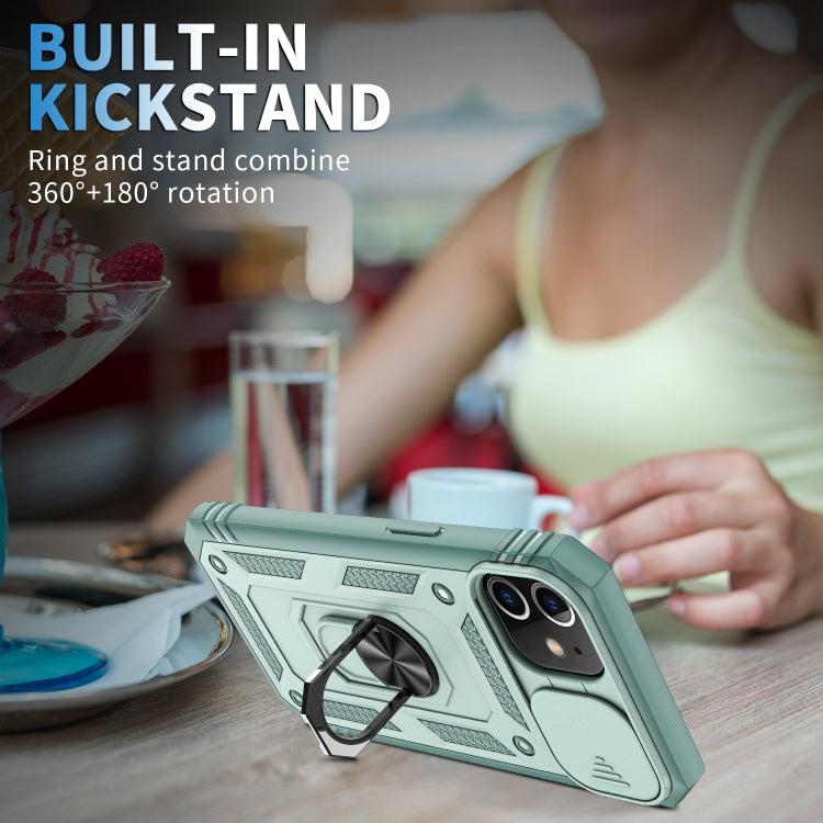 For iPhone 12 mini Sliding Camera Cover Design TPU + PC Protective Case with 360 Degree Rotating Holder & Card Slot
