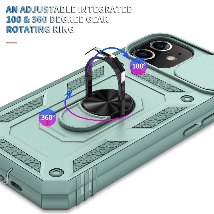 For iPhone 12 mini Sliding Camera Cover Design TPU + PC Protective Case with 360 Degree Rotating Holder & Card Slot