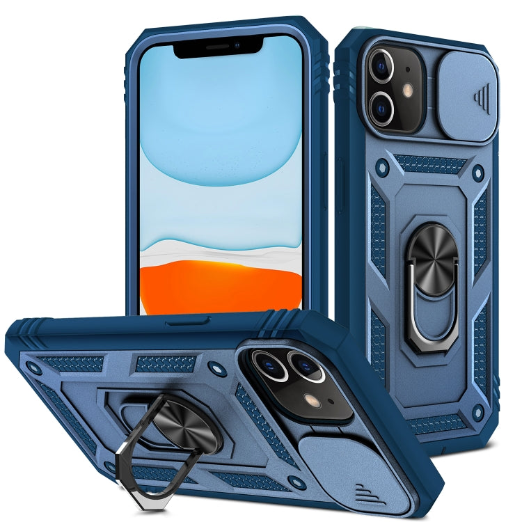 For iPhone 12 mini Sliding Camera Cover Design TPU + PC Protective Case with 360 Degree Rotating Holder & Card Slot
