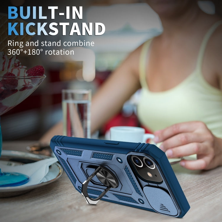For iPhone 12 mini Sliding Camera Cover Design TPU + PC Protective Case with 360 Degree Rotating Holder & Card Slot