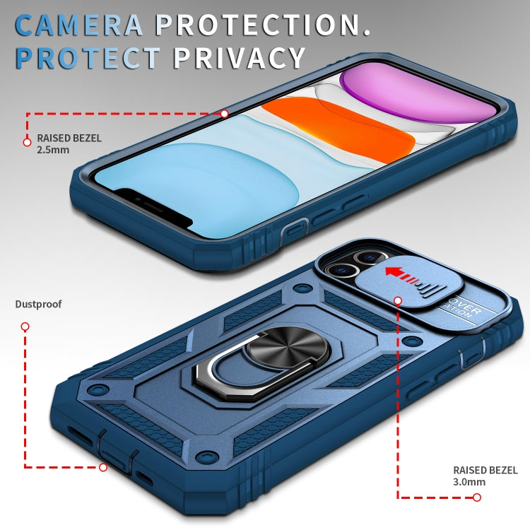 For iPhone 12 mini Sliding Camera Cover Design TPU + PC Protective Case with 360 Degree Rotating Holder & Card Slot
