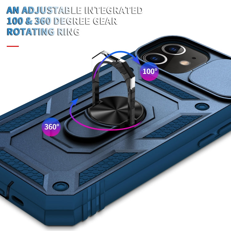 For iPhone 12 mini Sliding Camera Cover Design TPU + PC Protective Case with 360 Degree Rotating Holder & Card Slot