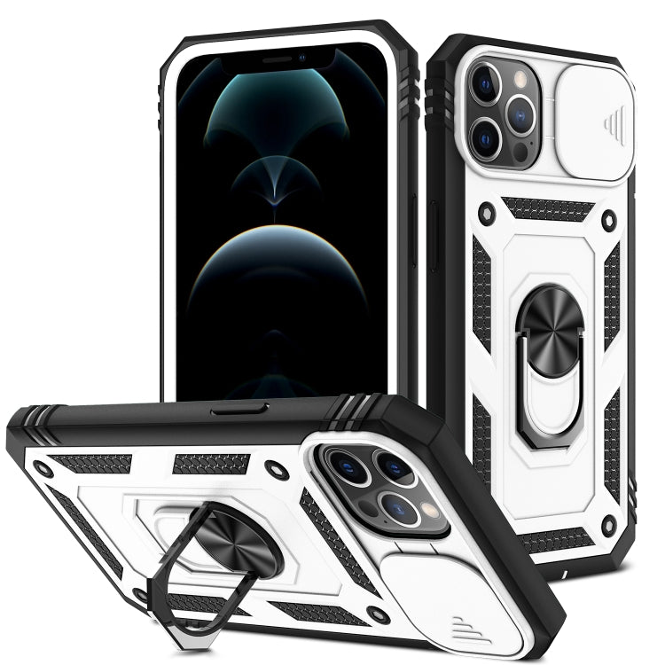 For iPhone 12 / 12 Pro Sliding Camera Cover Design TPU + PC Protective Case with 360 Degree Rotating Holder & Card Slot