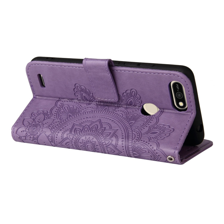 For Tecno Pop 2 F 7-petal Flowers Embossing Pattern Horizontal Flip PU Leather Case with Holder & Card Slots & Wallet & Photo Frame
